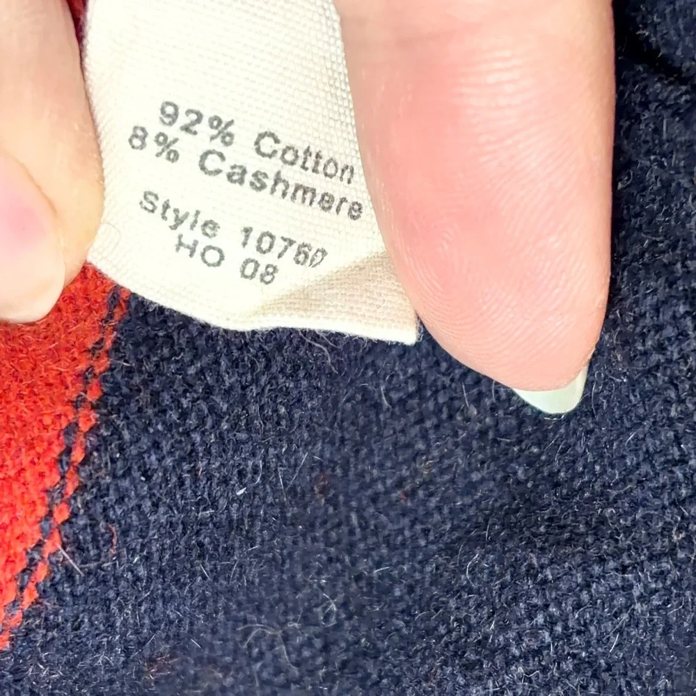 J. Crew‎ Red and Navy Striped V-Neck Sweater